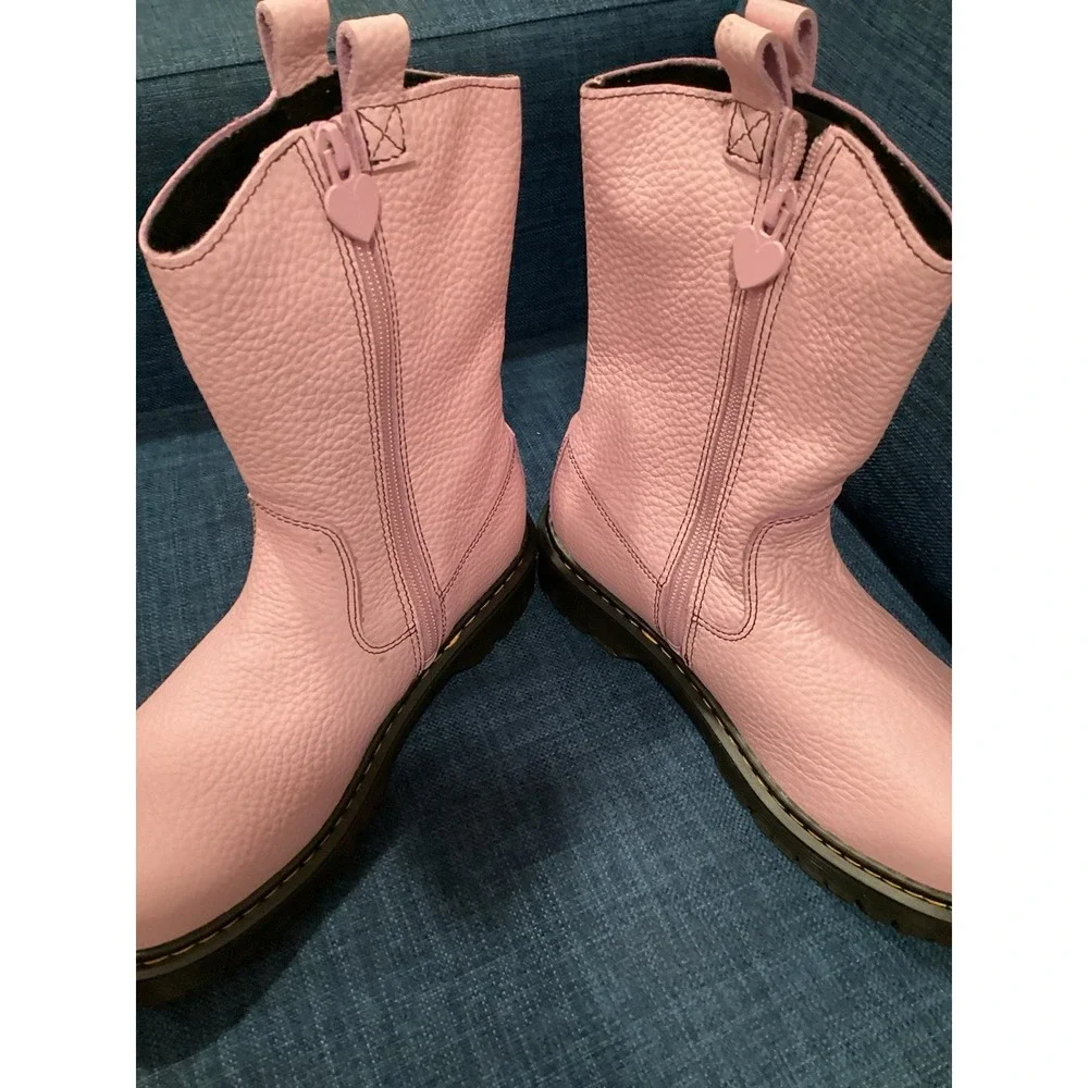Dr Doc Martens Bex Heart P-O Boots Cowgirl Women's Size 6 Soft Pink Leather NEW